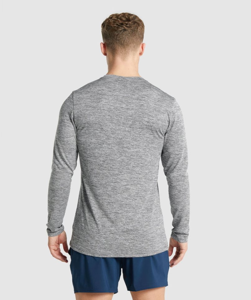 Men's Gymshark Arrival Marl Long Sleeve T-Shirts Grey | CA 308NA6